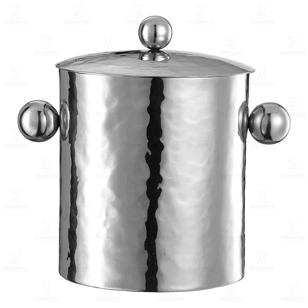 Hammered Ice Bucket with Lid (Double Wall) Jiggers Bar Equipment